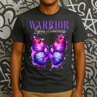 Lupus Awareness Warrior Survivor Purple Butterflies T-Shirt thumb 3