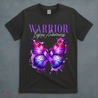 Lupus Awareness Warrior Survivor Purple Butterflies T-Shirt thumb 4