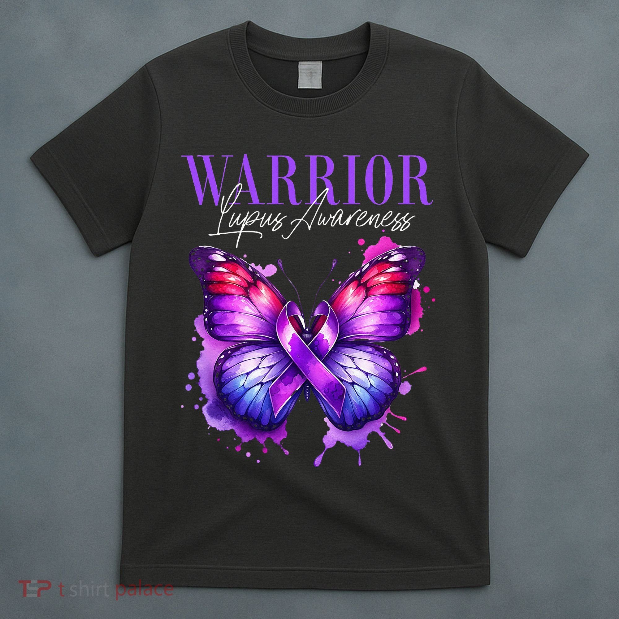 Lupus Awareness Warrior Survivor Purple Butterflies T-Shirt