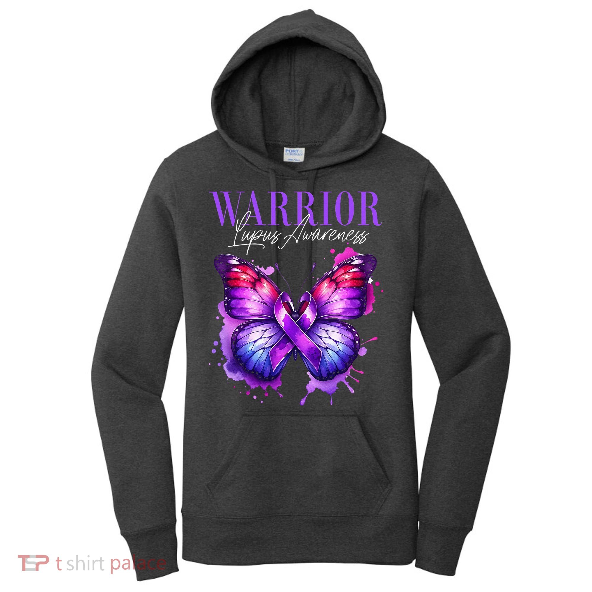 Lupus Awareness Warrior Survivor Purple Butterflies Women's Hoodie