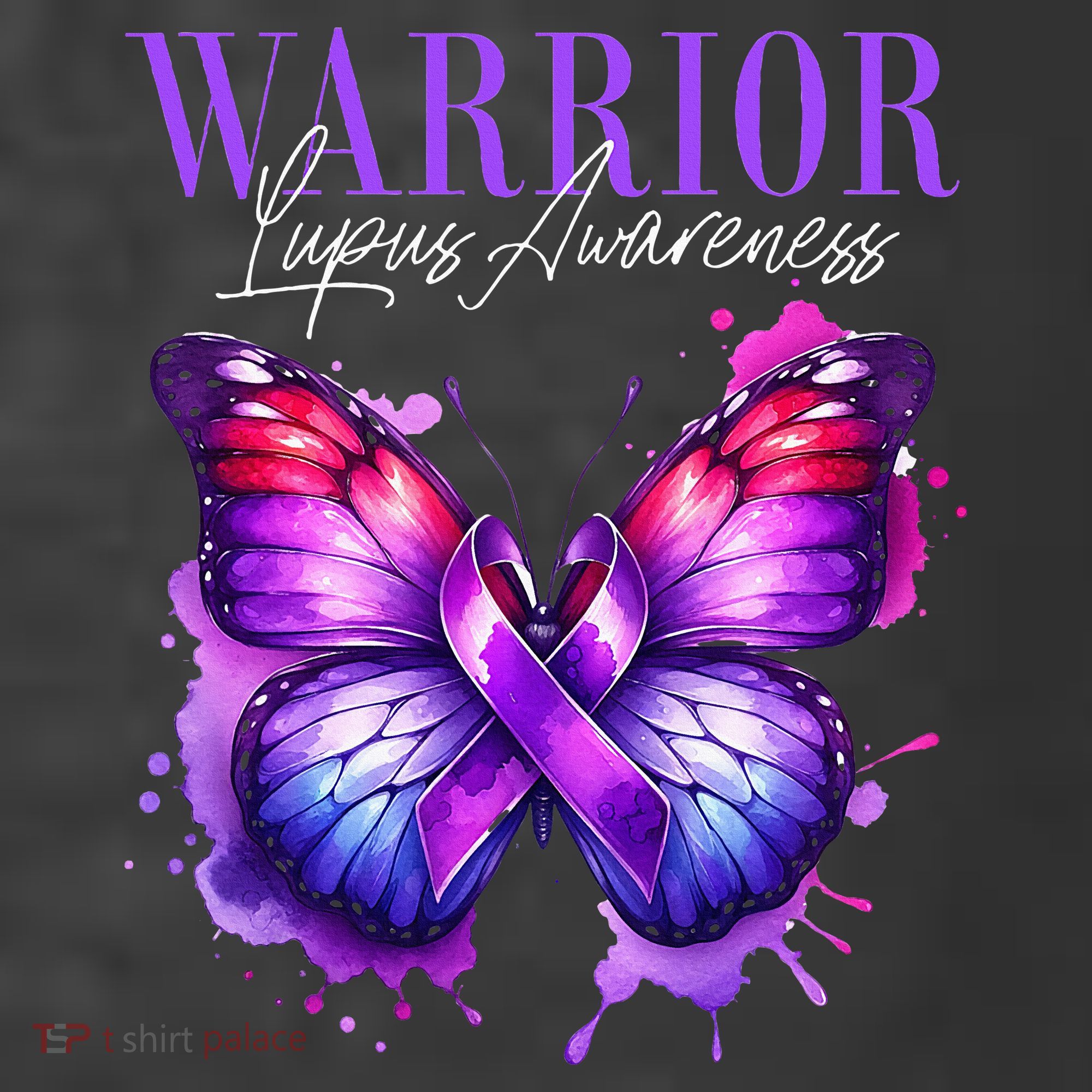 Lupus Awareness Warrior Survivor Purple Butterflies Kids T-Shirt