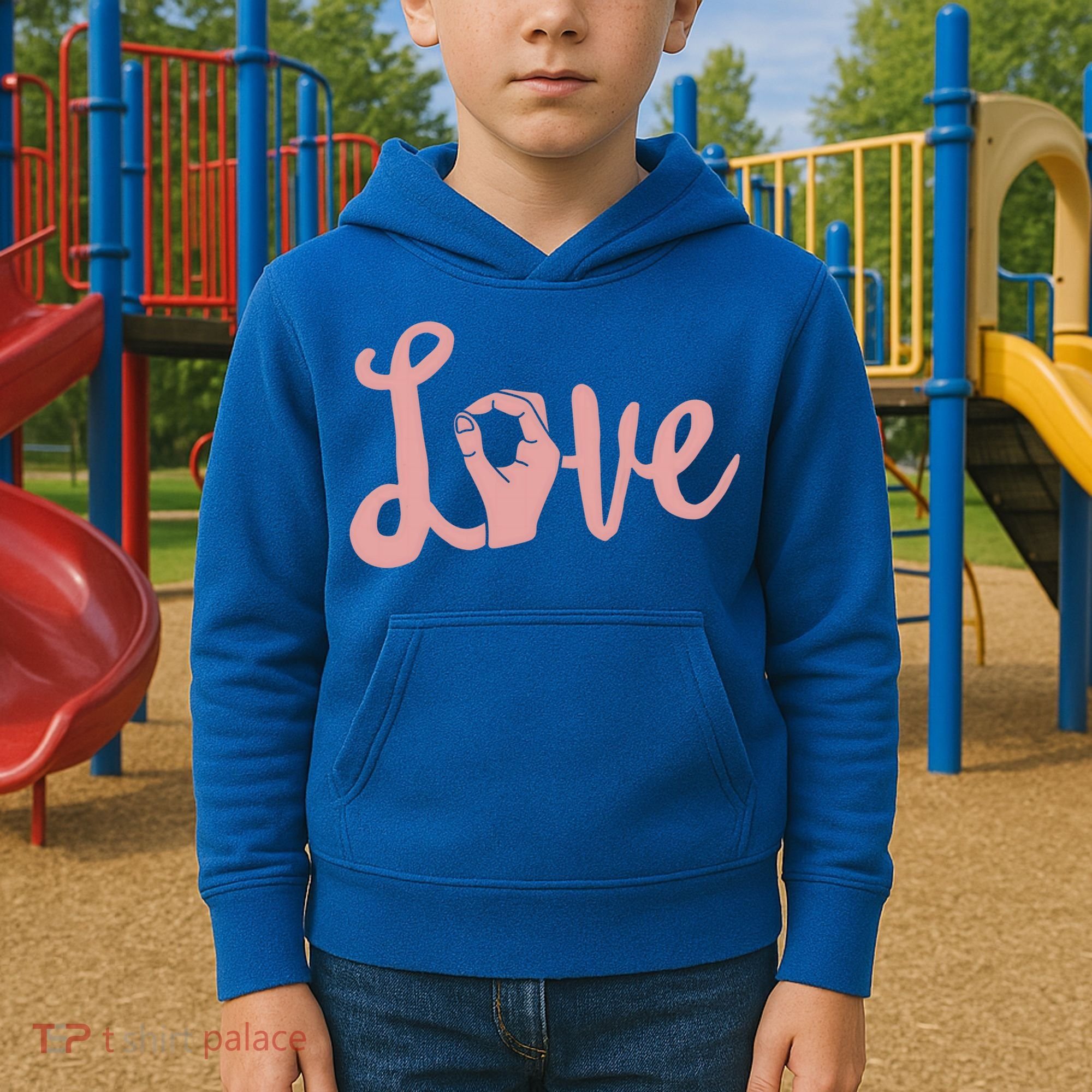 Love Always Wins Cool Gift Asl Cool Gift Teacher Deaf Awareness Meaningful Gift Kids Hoodie