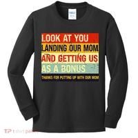 Look At You Landing Our Mom And Getting Us As A Bonus Funny Kids Long Sleeve Shirt thumb 0