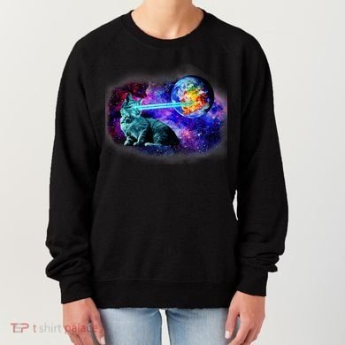Lazer Cat Blasting In Space Women's Sweatshirt