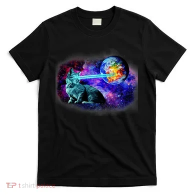 Lazer Cat Blasting In Space T-Shirt