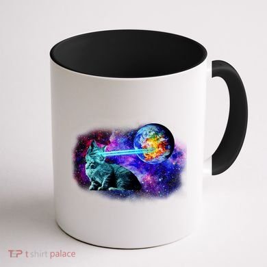 Lazer Cat Blasting In Space Coffee Mug back