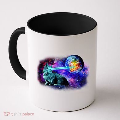Lazer Cat Blasting In Space Coffee Mug