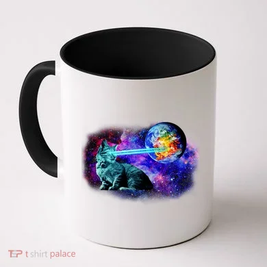 Lazer Cat Blasting In Space Coffee Mug