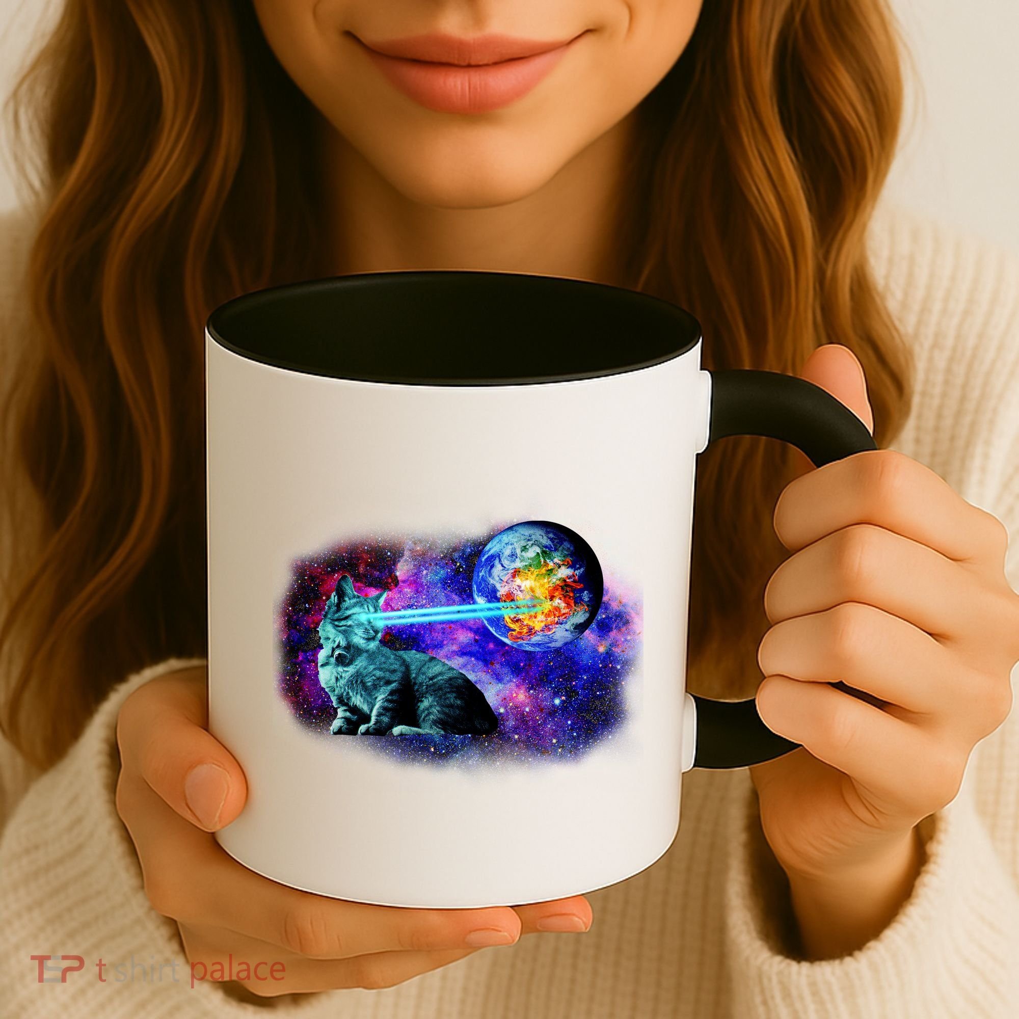 Lazer Cat Blasting In Space Coffee Mug