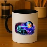 Lazer Cat Blasting In Space Coffee Mug thumb 4