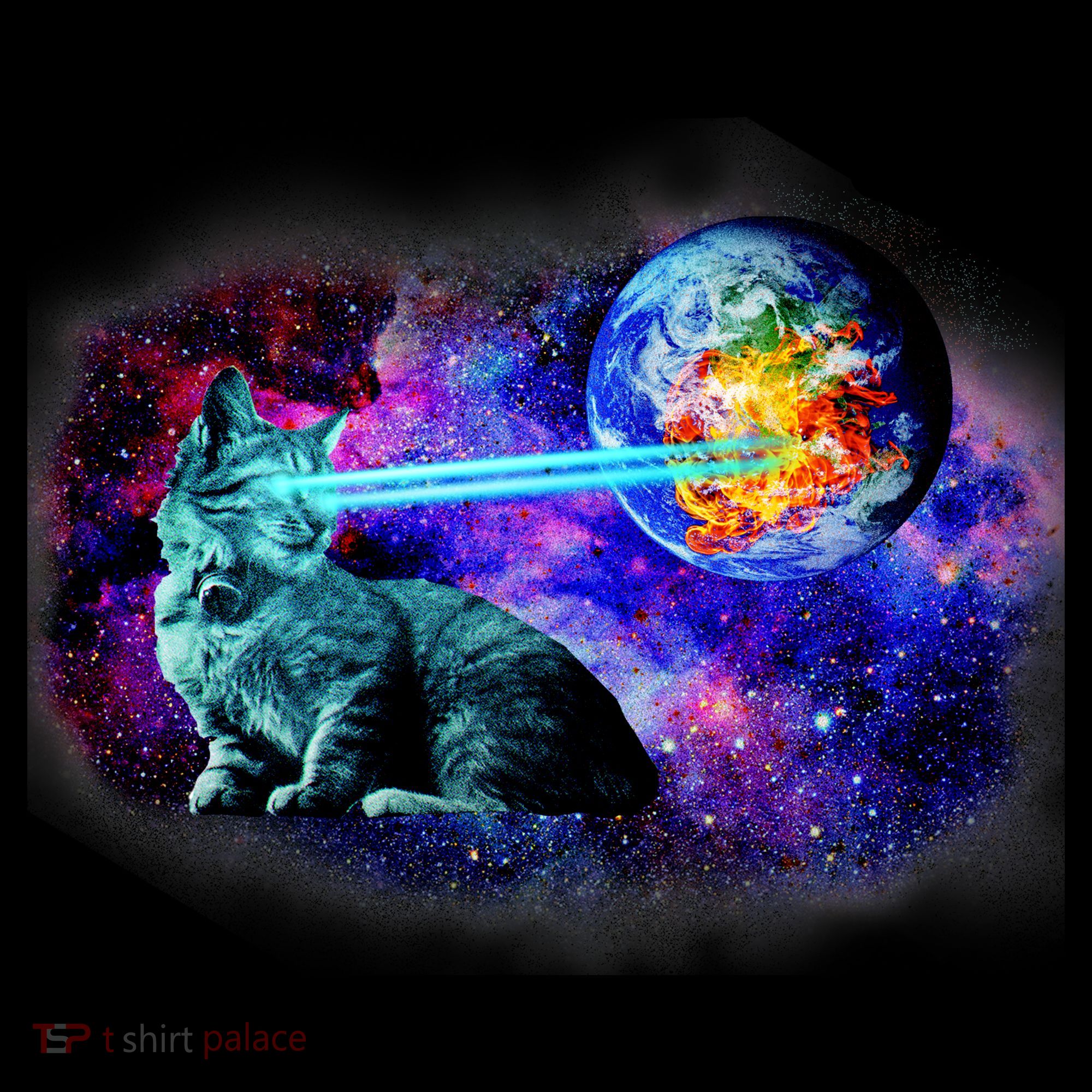 Lazer Cat Blasting In Space Polo