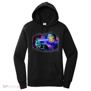 Lazer Cat Blasting In Space Women's Hoodie