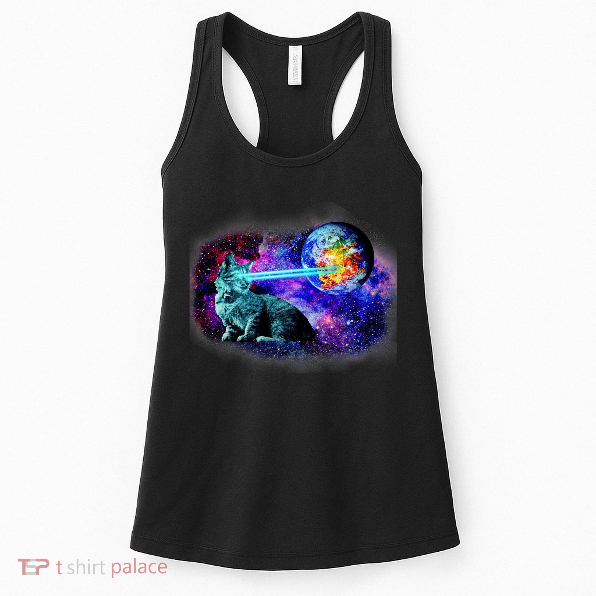 Lazer Cat Blasting In Space Women's Tank Top