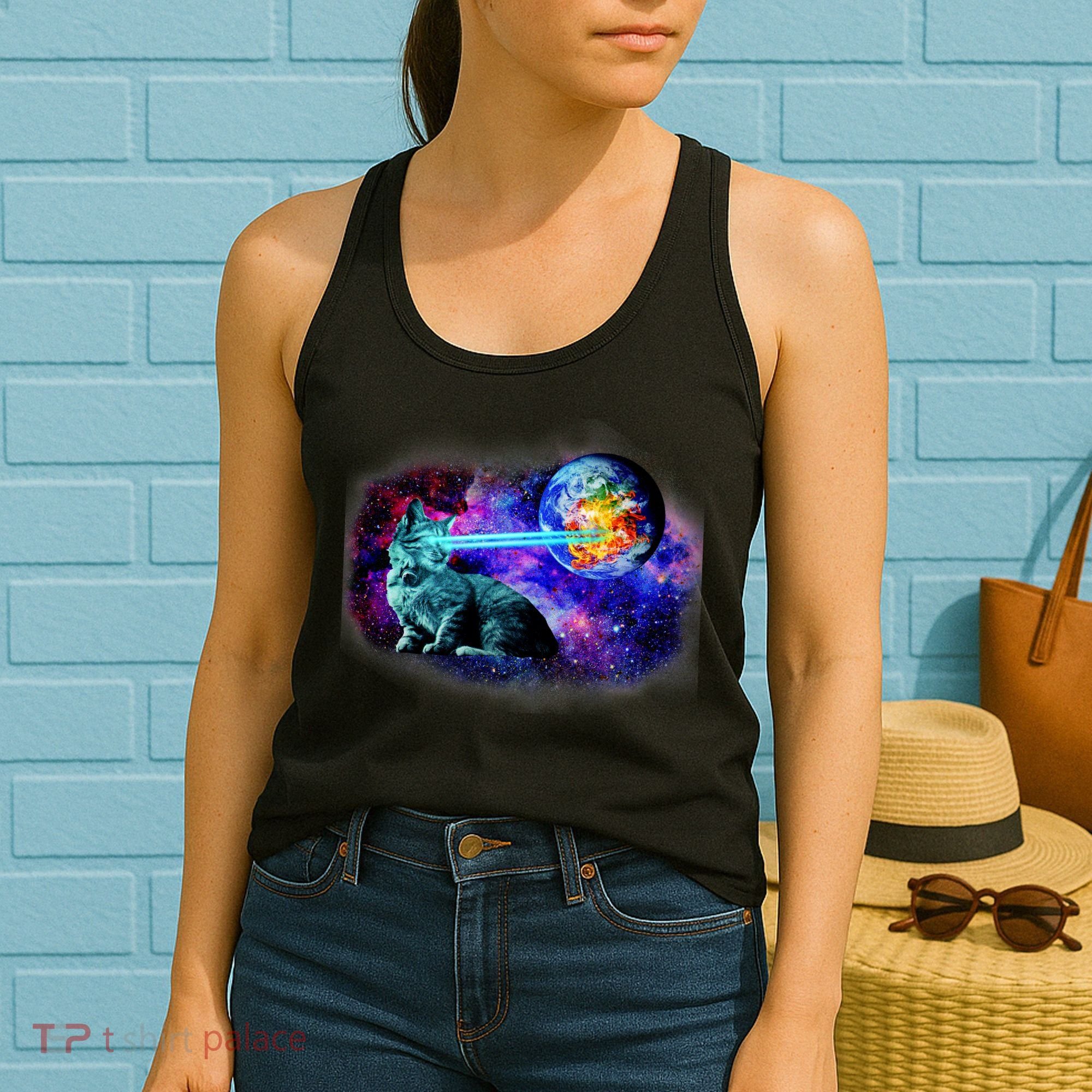 Lazer Cat Blasting In Space Women's Tank Top