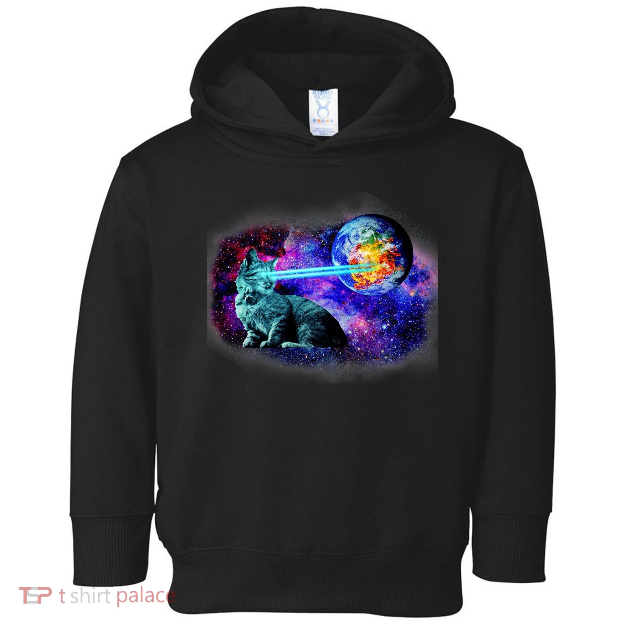 Lazer Cat Blasting In Space Toddler Hoodie