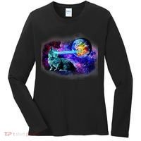 Lazer Cat Blasting In Space Women's Long Sleeve Shirt thumb 0