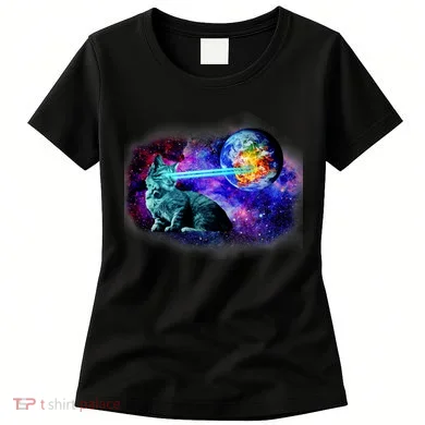 Lazer Cat Blasting In Space Women's T-Shirt