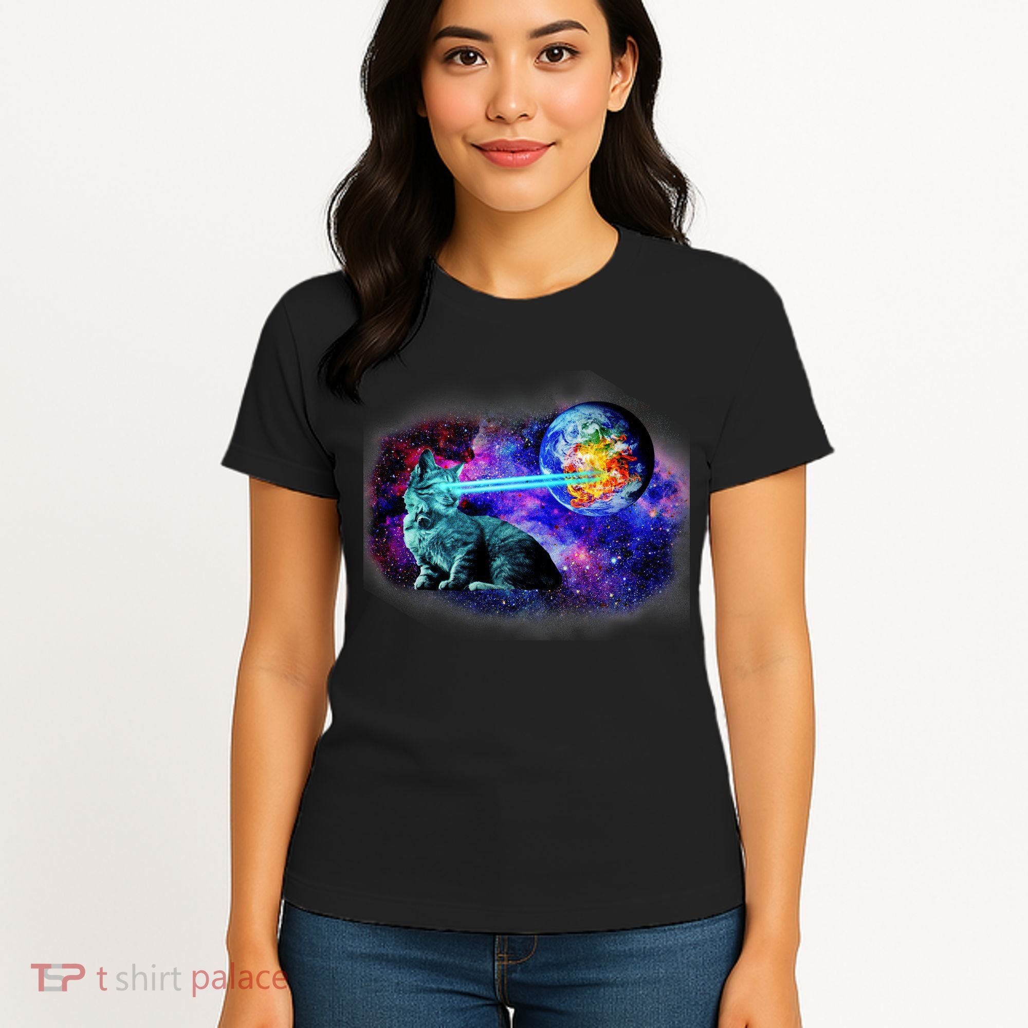 Lazer Cat Blasting In Space Women's T-Shirt
