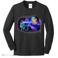 Lazer Cat Blasting In Space Kids Long Sleeve Shirt thumb 0