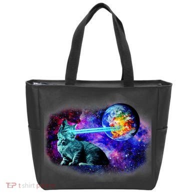 Lazer Cat Blasting In Space Tote Bag
