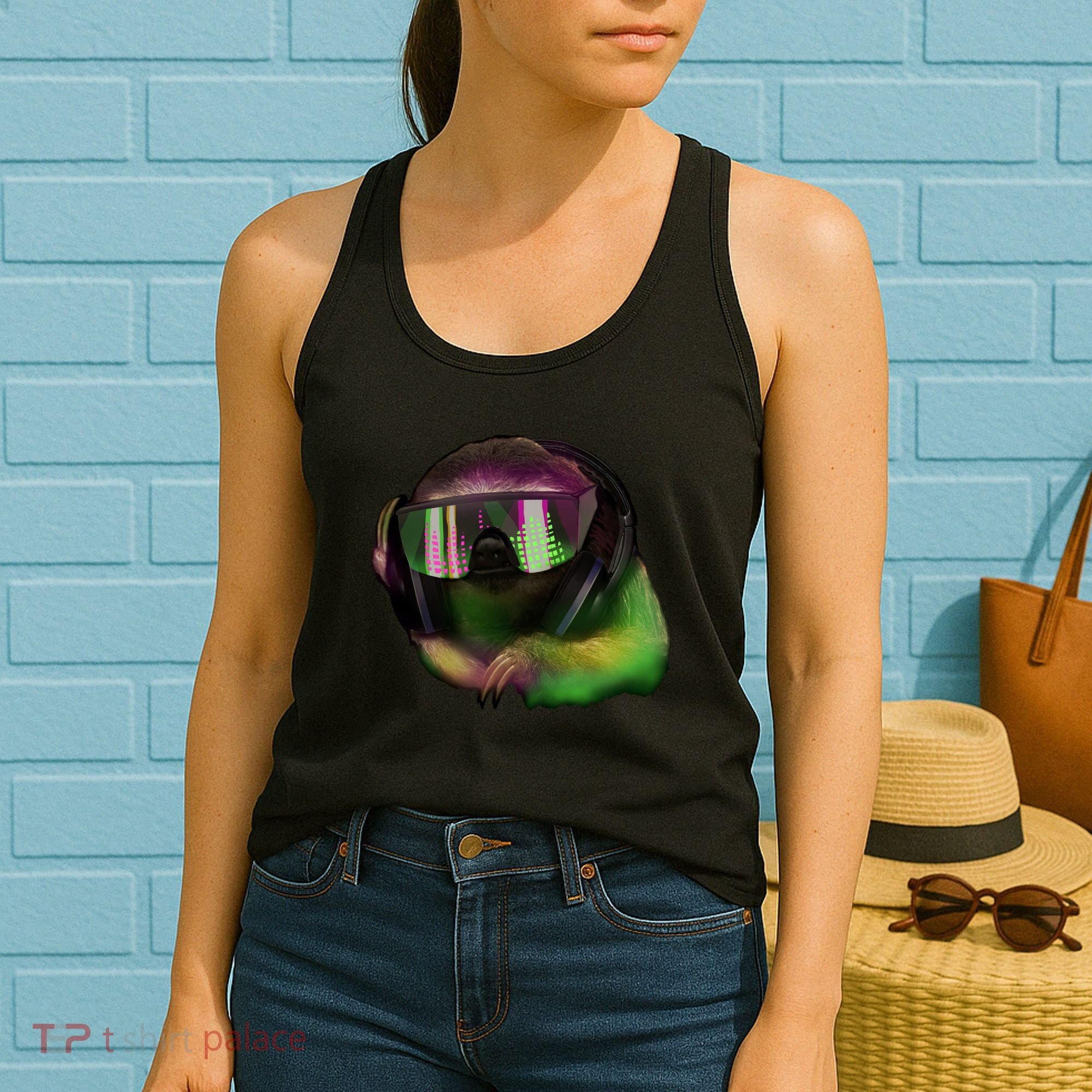 Lazy DJ Sloth Women's Tank Top
