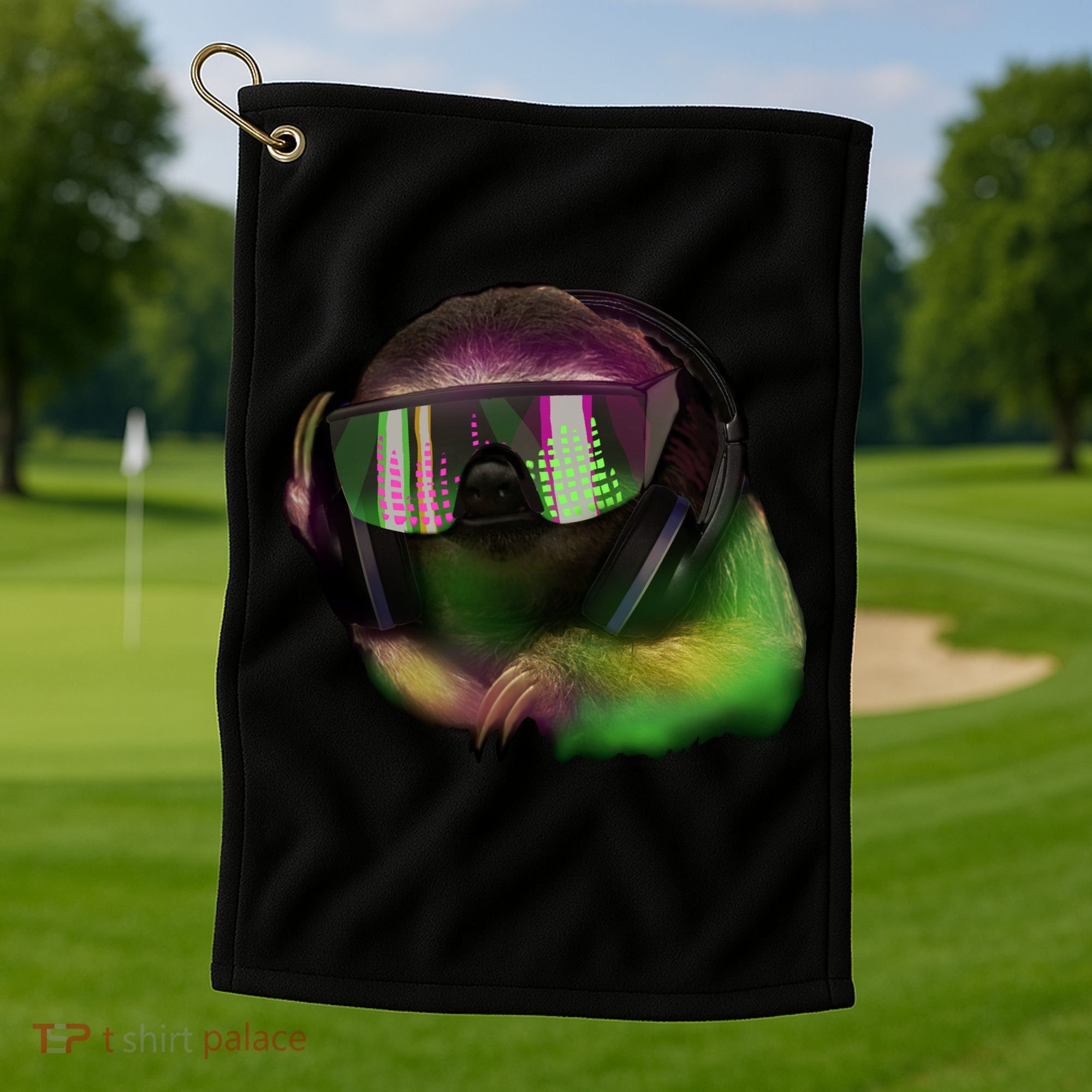 Lazy DJ Sloth Golf Towel