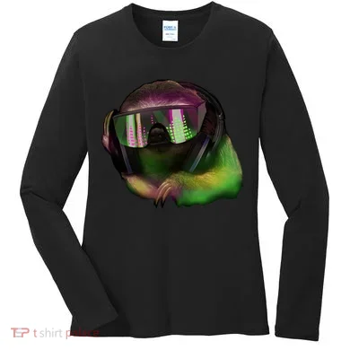 Lazy DJ Sloth Women's Long Sleeve Shirt