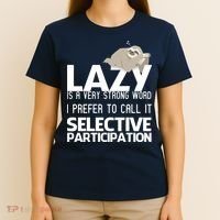 Lazy Is A Strong Word I Prefer Selective Participation Sloth T-Shirt thumb 4