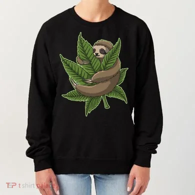 Lazy Sloth Cannabis Leaf Women's Sweatshirt