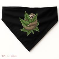 Lazy Sloth Cannabis Leaf USA-Made Doggie Bandana thumb 0