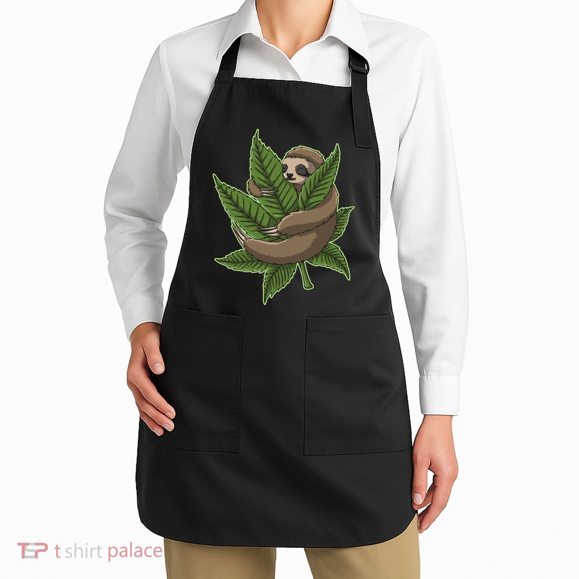 Lazy Sloth Cannabis Leaf Apron