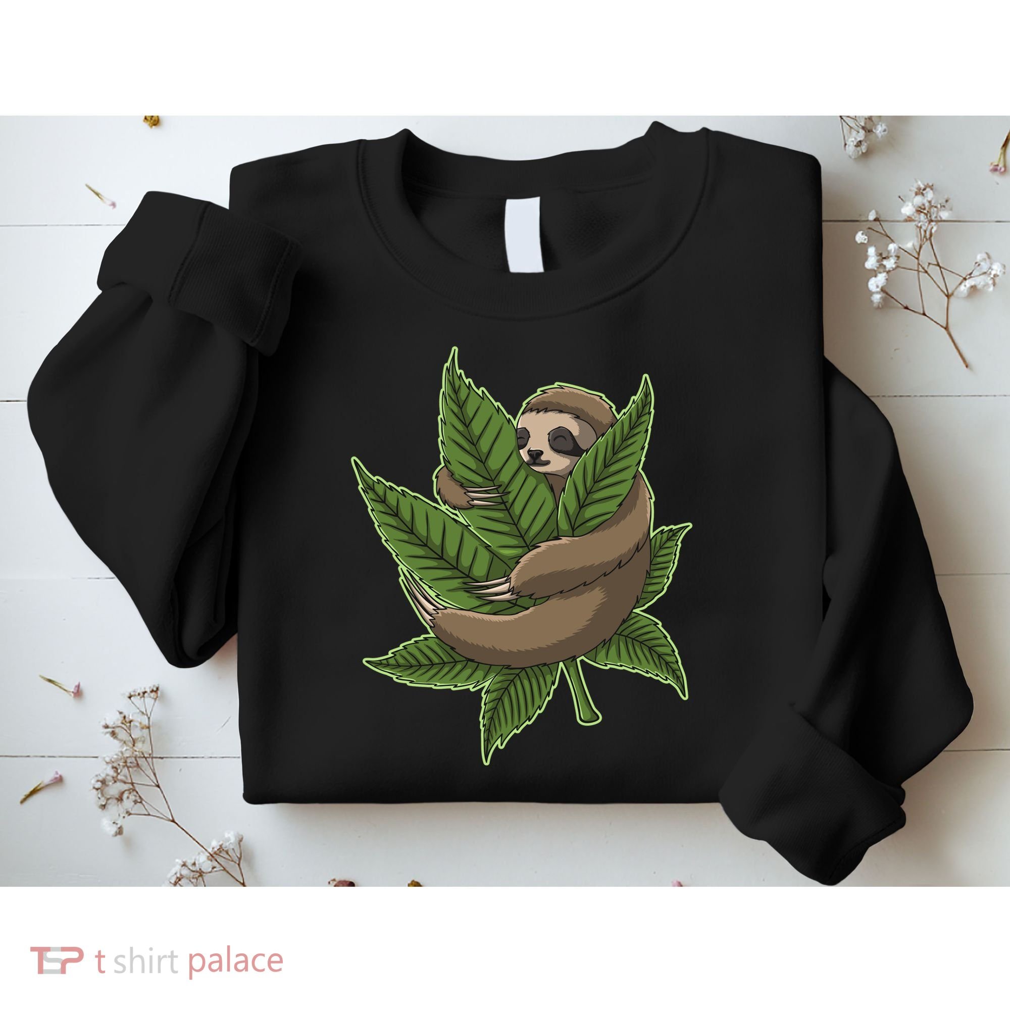 Lazy Sloth Cannabis Leaf Sweatshirt