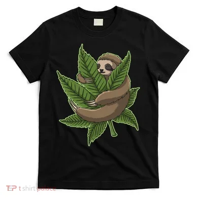 Lazy Sloth Cannabis Leaf T-Shirt