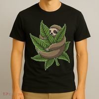 Lazy Sloth Cannabis Leaf T-Shirt thumb 3