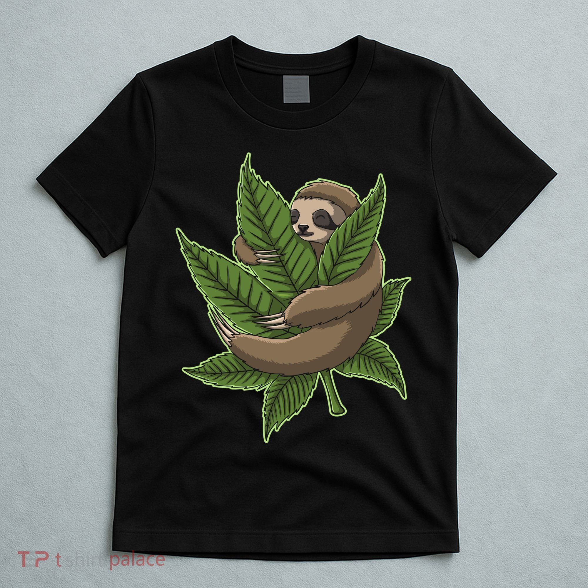 Lazy Sloth Cannabis Leaf T-Shirt