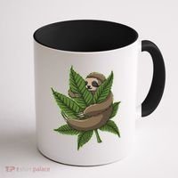 Lazy Sloth Cannabis Leaf Coffee Mug thumb 1