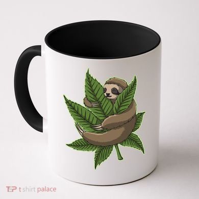Lazy Sloth Cannabis Leaf Coffee Mug