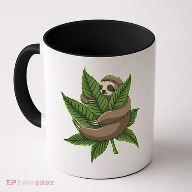 Lazy Sloth Cannabis Leaf Coffee Mug