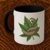 Lazy Sloth Cannabis Leaf Coffee Mug thumb 2