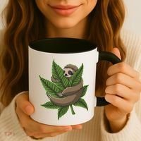 Lazy Sloth Cannabis Leaf Coffee Mug thumb 3