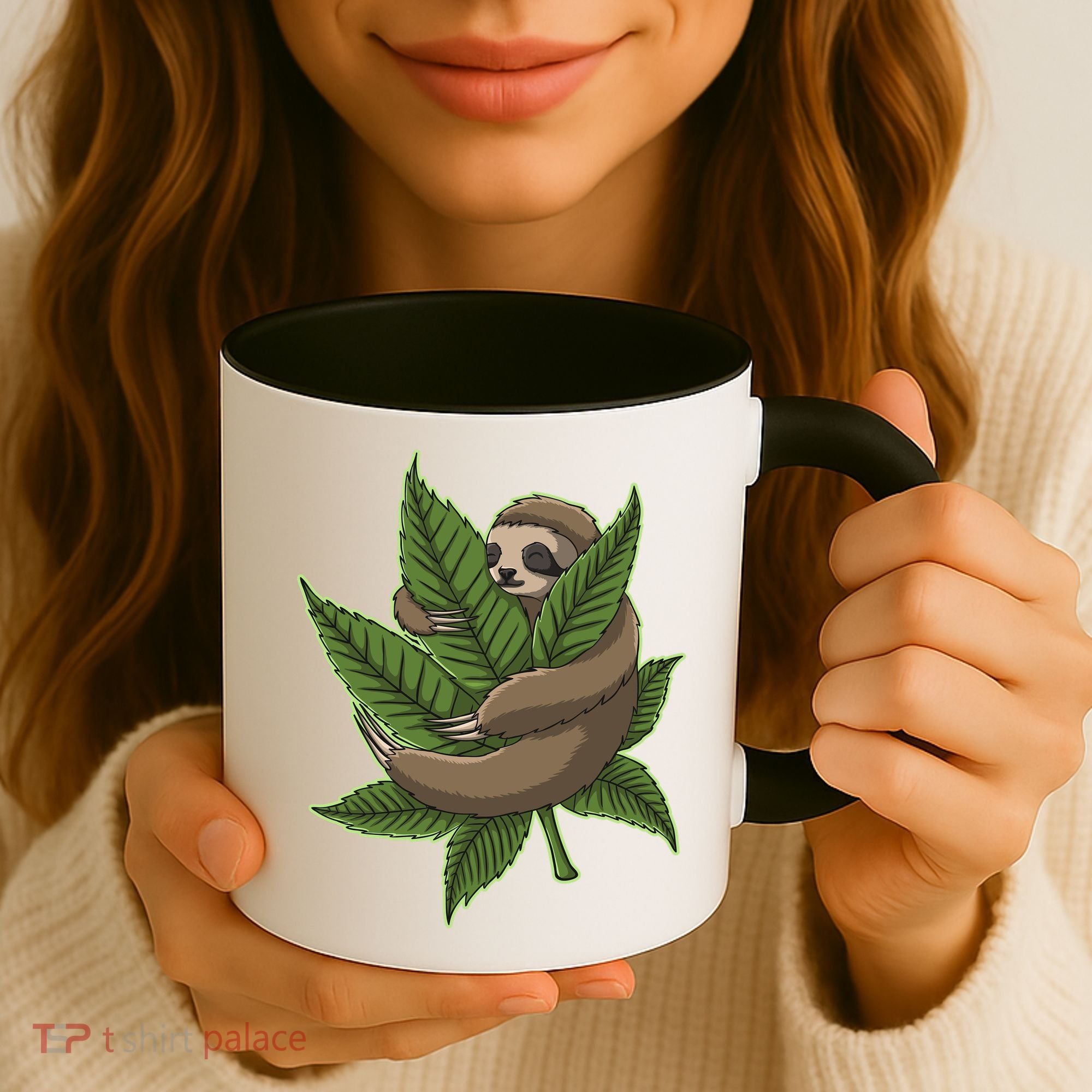 Lazy Sloth Cannabis Leaf Coffee Mug