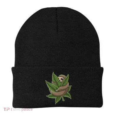 Lazy Sloth Cannabis Leaf Beanie