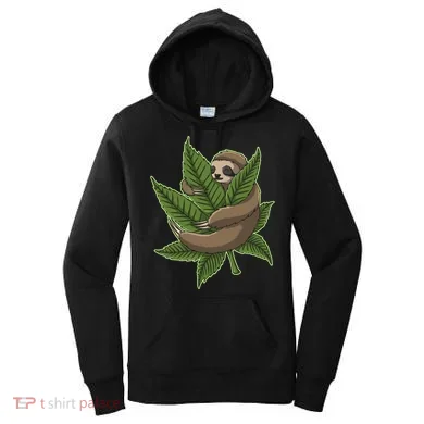 Lazy Sloth Cannabis Leaf Women's Hoodie