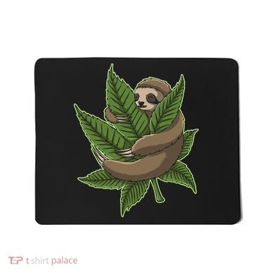 Lazy Sloth Cannabis Leaf Mousepad