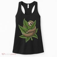 Lazy Sloth Cannabis Leaf Women's Tank Top thumb 0