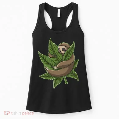Lazy Sloth Cannabis Leaf Women's Tank Top