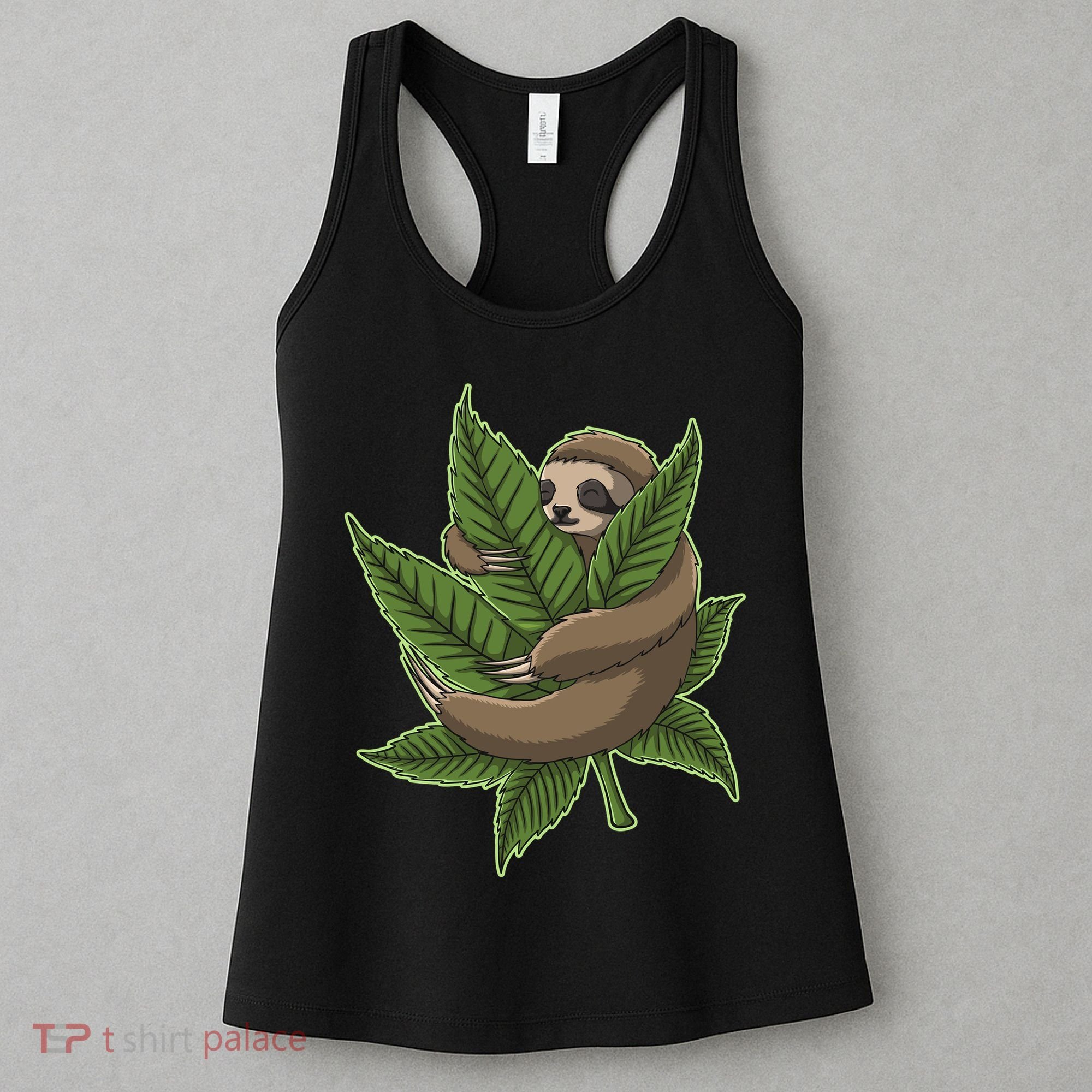 Lazy Sloth Cannabis Leaf Women's Tank Top