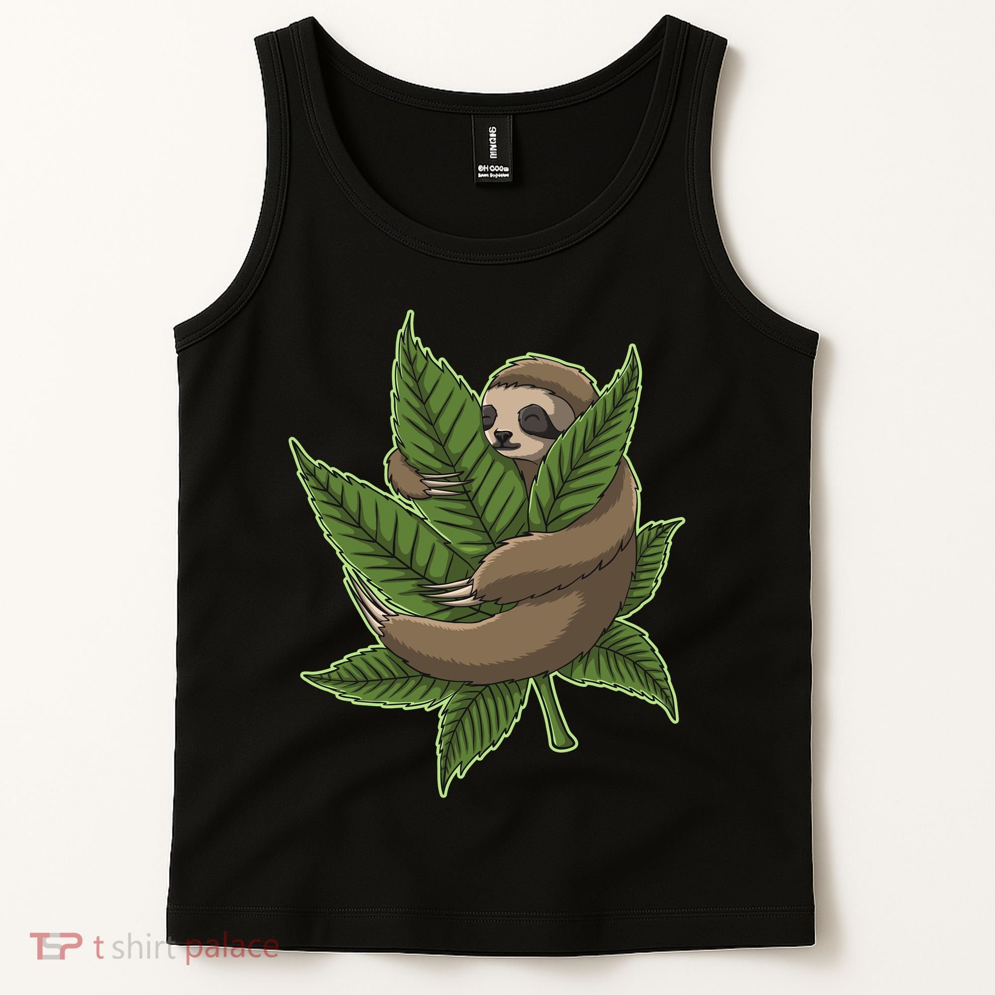 Lazy Sloth Cannabis Leaf Tank Top