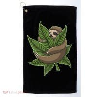 Lazy Sloth Cannabis Leaf Golf Towel thumb 0