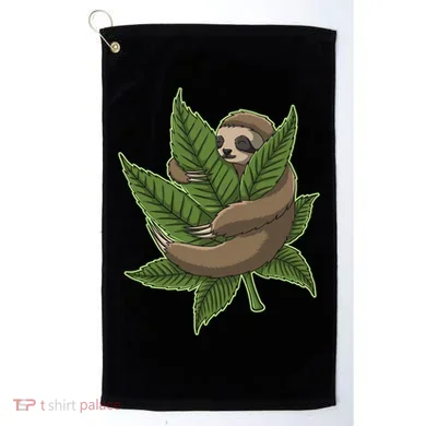 Lazy Sloth Cannabis Leaf Golf Towel
